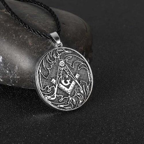 CHENGXUN Fashion Masonic Pendant Necklace Large Mason G Charm Pattern Norse Slavic Boy Necklace Jewelry for Men Women