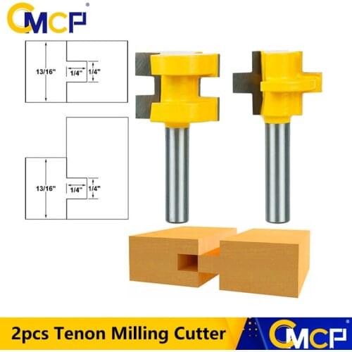 CMCP Wood Router Bits 2pcs 8mm Shank Carving Knife T-Slot Square Tooth Tenon Milling Cutter For Woodworking Tools