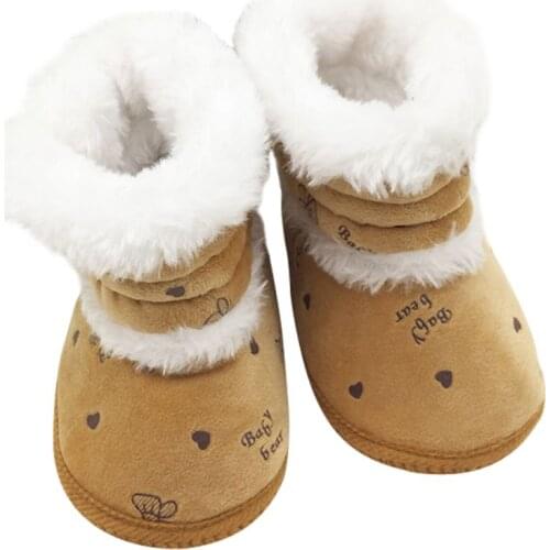 0-18M Baby Winter Warm Fleece Boots Non Slip Casual Soft Sole Snow Boots Shoes Cute Style Infant Printing Footwear