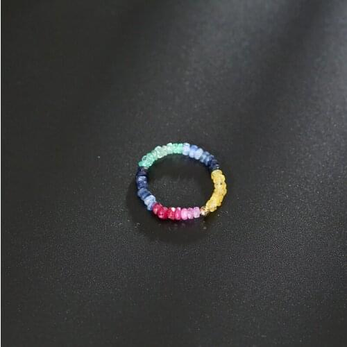 DMBS211 G18K gold color sapphire ring natural authentic simple ring to send girlfriend