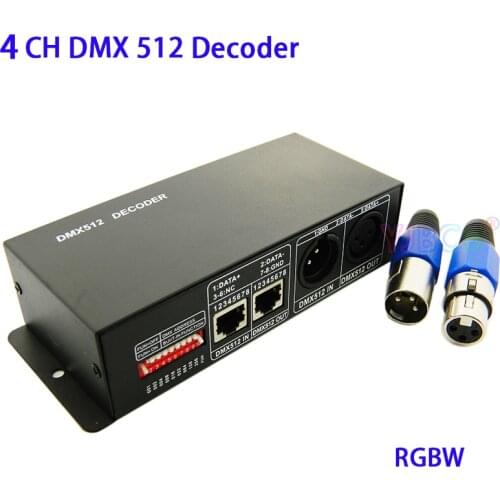 DMX512 decoder dimmer DC 5V 12V 24V RGBW 4CH DMX 512 Decoder led Strip controller DMX to PWM RGBW Light 4 Channel*4A 16A