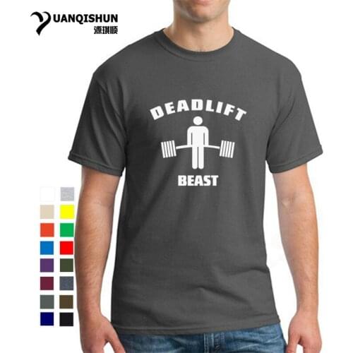 Deadlift Beast-Weightlifting Printed Men T Shirt Fitness Bodybuilding T Shirts Men Cotton Short Sleeve Male T-shirt Streetwear