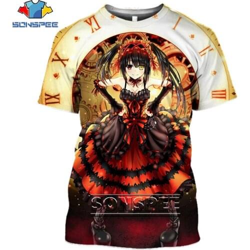 3D Print Anime Date A Live T shirt Cute Girl Tokisaki Kurumi Harajuku Casual Shirt Summer Fashion Popular Oversized Youth Tops