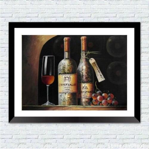 Cotton no frame still life red wine bottle canvas printings oil painting printed on cotton home wall art decoration pictures