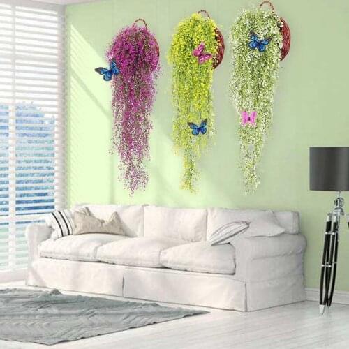 Artificial Golden Bell Willow Wall Hanging False Flower Rattan Bar Dining Room Kindergarten Family Garden Wedding Decoration