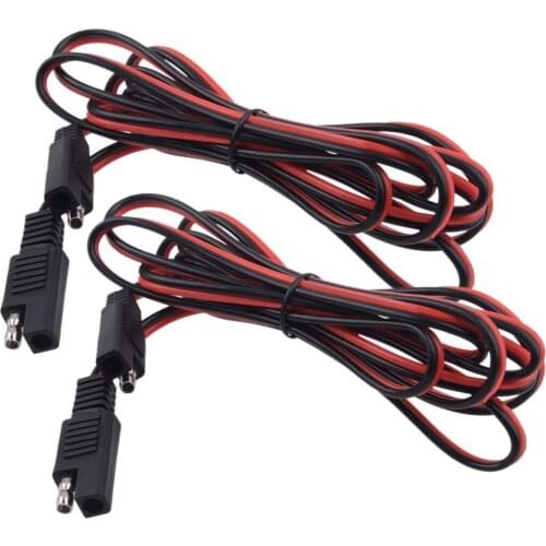 CITALL 2 Pcs 2m SAE to SAE Connector Extension Cable DC Power 18AWG Solar Battery Harness Universal Car Accessories