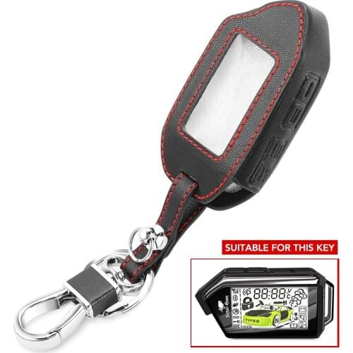Leather Key Case Cover For Sher-khan Mobicar A Mobicar B Safety In Two Senses Car Alarm System Russian Version Fob