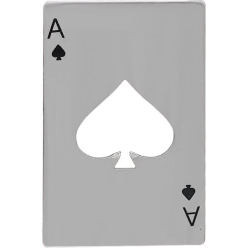 Kitchen Accessories Bar Tools Soda Bottle Cap Stainless Steel Bottle Opener Credit Card Size Poker Playing Card Spades