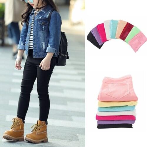 Girls Leggings Slimming Stretch Pants Candy Color Trousers 3 to 12 Years