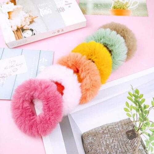 200pcs/lot DIY Simple Multi Rabbit Fur Candy Colore Hair Bands Elasticity Seamless Hair Donut Styling Tools Accessories HA1465