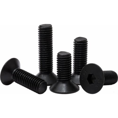 M2 M2.5 M3 M4 Flat Head Machine Screw Metric Threaded Black Countersunk Hex Socket Head Cap Screw Grade 10.9 Bolts Alloy Steel