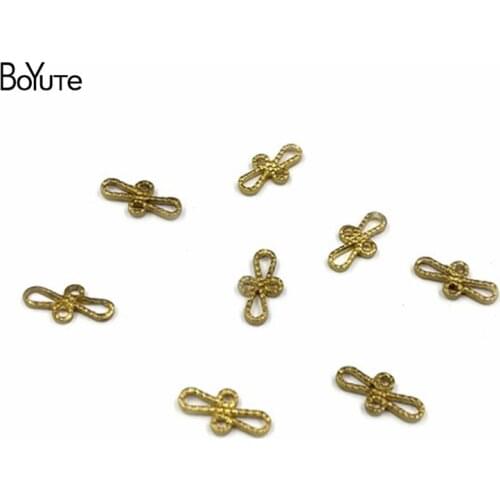 BoYuTe 100Pcs 10*MM Metal Brass Carved Connector Charms 3 Colors DIY Accessories Parts Connectors for Jewelry Making