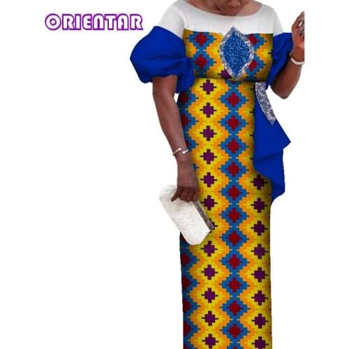 Fashion African Dresses for Women African Wax Print Long Maxi Dress Traditional African Clothing Dashiki Robe Africaine WY7365
