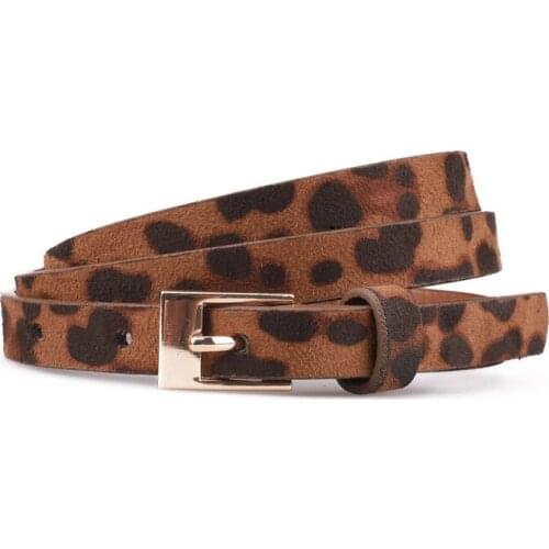 Fashion Leopard Print Decorative Womens Thin Belt Suede Belts For Women Luxury Designer Brand All-Match Pin Buckle Jeans Belt