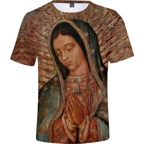 Guadalupe Virgin Mary Catholic Mens T-shirts 3d Print Fashion T Shirt Men Summer Short Sleeve T-shirt Harajuku Tshirt Clothes