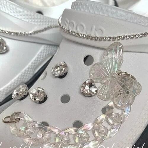 Lovely Bundle Charms for Crocs DIY Vintage Butterfly Croc Charms 2021 New Brand Chain Shoe Decoration Croc JIBZ for Girls Gift