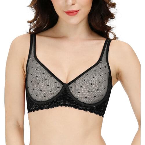 New Women Bra Sexy Lingerie Lace Bralette Mesh Ultra Thin Wire Underwear Transparent 70 75 80 85 90 95 100 A B C D DD E DDD F