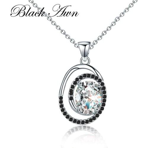 Silver Necklace 100% Real 925 Sterling Silver Fine Jewelry Trendy Engagement Necklaces for Women Wedding Pendants P108
