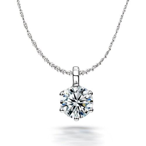 Custom Necklace Pendants For Women Platinum PT950 1Carat 6.5mm Sparkling Moissanite Diamond Simple Round Pendant Wedding Jewelry