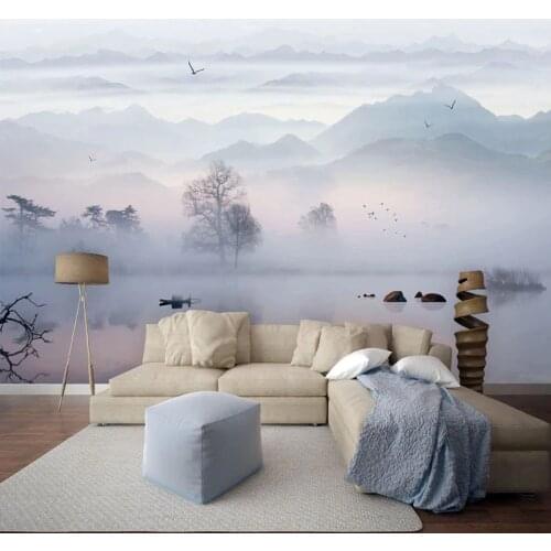 Custom Wallpaper 3D Chinese Style Ink Landscape Photo Wall Murals Living Room Bedroom Study Home Decor Papel De Parede 3 D Sala