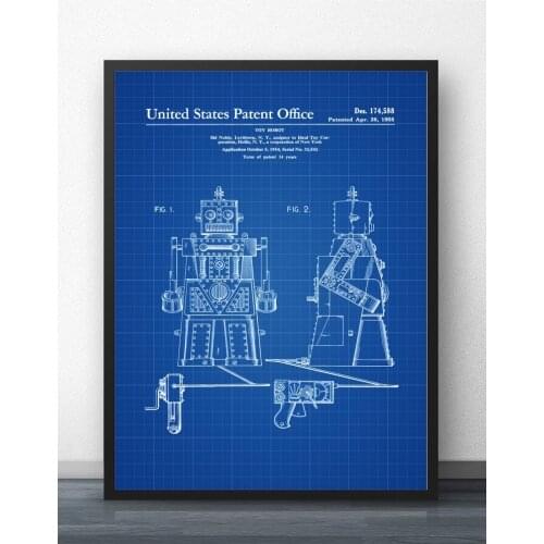 Robert the Robot Toy Patent Blueprint Wall Art Paint Wall Decor Canvas Prints Canvas Art Poster Oil Paintings No Frame