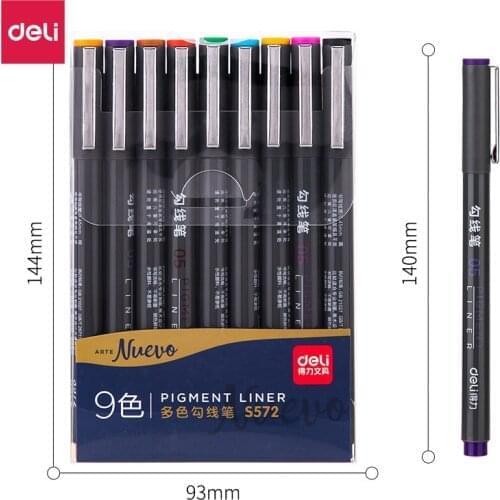Deli Fineliner Pens Washable Describe Colorful lines Marker Pen For School Office Pen Set Kawaii Ink Pen Art Supplies