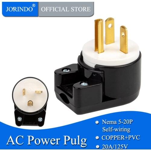 JORINDO NEMA 5-20PT American standard self-connecting plug,20A125V American industrial-grade male self-wiring 3pin,Curved design