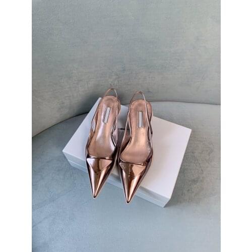 SS21 spring and summer vitality colorful screen printed with leather rubber shell sole leather slingback pointed pumps heels