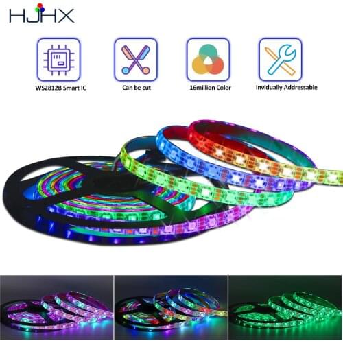 WS2812B Led Strip Lights 60LEDs/m WS2812 RGB 1m 2m 3m 4m 5m Led Strip Light Individually Addressable Led Rope Light Black White