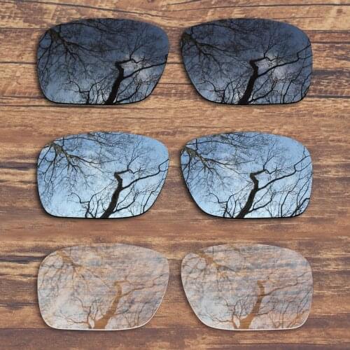 ToughAsNails 3 Pairs Black.Silver.Clear Polarized Replacement Lenses for Oakley Holbrook OO9102 Sunglasses