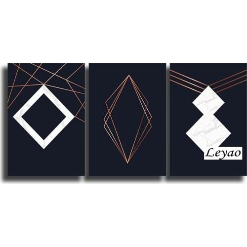 Modern ornament Triptych Diy Mosaic Diamond Painting Full Square Round Cross Stitch Diamond Embroidery Abstract Geometric Lines
