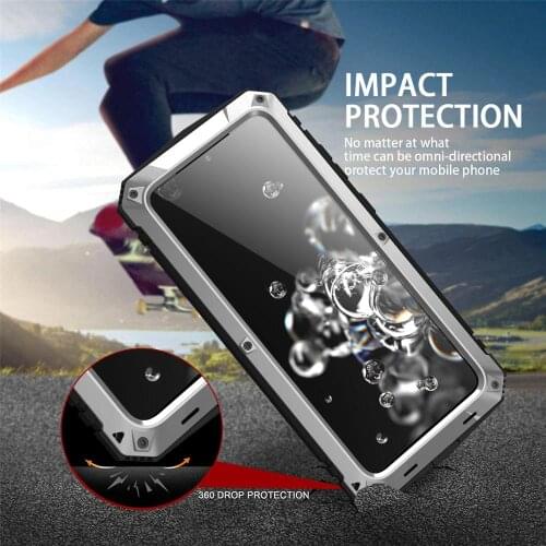 Heavy Armor Phone Case For Samsung Galaxy S20 Plus Ultra Metal 360 Full Protective Case with Kickstand For Note 20 Ultra Case
