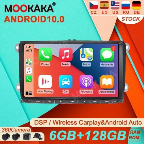 6+128G For Volkswagen VW Series Universal Android 10 Car Tape Radio Recorder Video Player Carplay GPS Navi Multimedia Head Unit