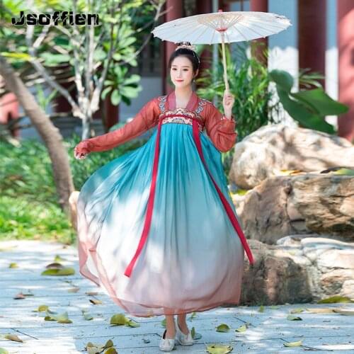 Embroidery Womens Hanfu Chinese Style Traditional Fairy Dresses Lady Elegance Tang Dynasty Princess Costume Folk Dance Wear