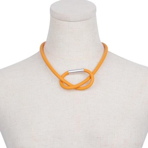 YD&YDBZ Simple Long Statement Necklaces Women Gothic Style Silicone Rubber Pendant Necklace Adjustable Chain Clothes Accessories