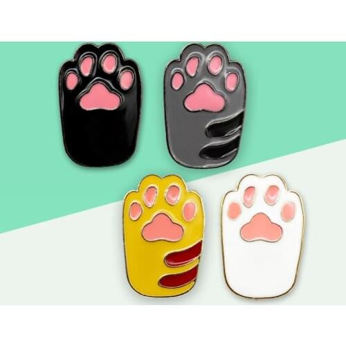 4 Styles Cartoon Funny Enamel Cat Claws Shape Pins! Great Animal Pet Jewelry Gifts For Your Familiy Members Kids Denim Badge