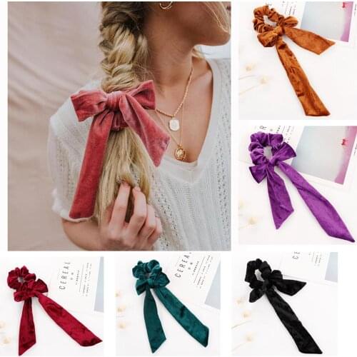 The New Bow Scrunchie The Fashion Velvet Hair Rope For Women Simple And Generous Handmade Daily Hair Accessories