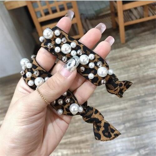 Girl Hair Bands Elastic Hair Tie Hair bands Hair Rope Women Pearl Rainbow Leopard Yoga Hairbands Bracelets Hair Accessories