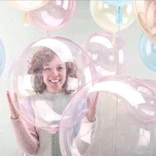 10pcs/lot Colorful Crystal Balloon 18''24''36 inch Round Bobo Transparent Clear Balloons Wedding Decro Helium Inflatable Balls