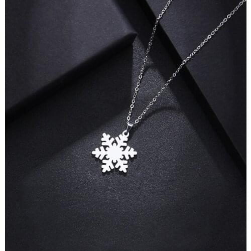 12PC Luxury Silver Color Snowflake Necklace Pendant Snow Flower Chain Necklace Jewelry For Women Friiends Wedding Gifts Jewelry