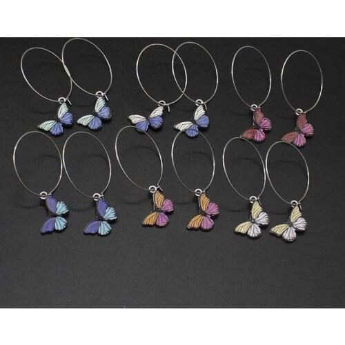 2020 new fashion Korean color butterfly pendant earrings, womens round earrings, jewelry gifts