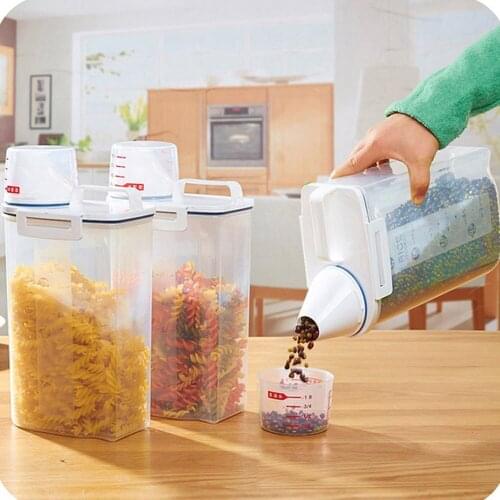 2L Plastic Cereal Dispenser Storage Box Kitchen Food Grain Rice Container Nice Storage Boxs Portable Transparent Food Box