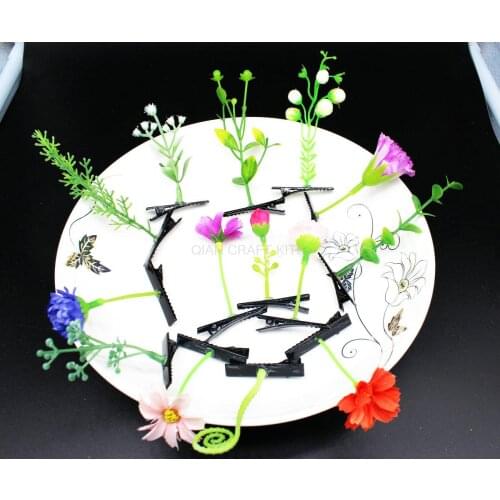 50pcs/lot Novelty Grass Clips 2015 New Popular Headwear Clasp Antenna Hairpins Hair Pin Bean Sprout Headwear 42mm