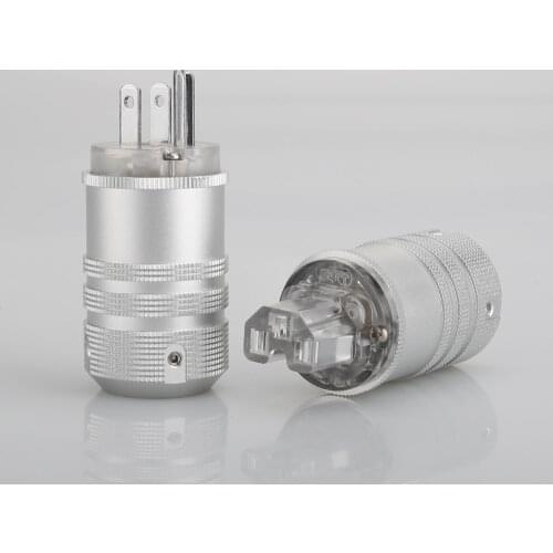 Audiocrast Rhodium Plated HIFI Power Plug US Mains Power Connector HIFI Power Cable Plug DIY US Power Connector