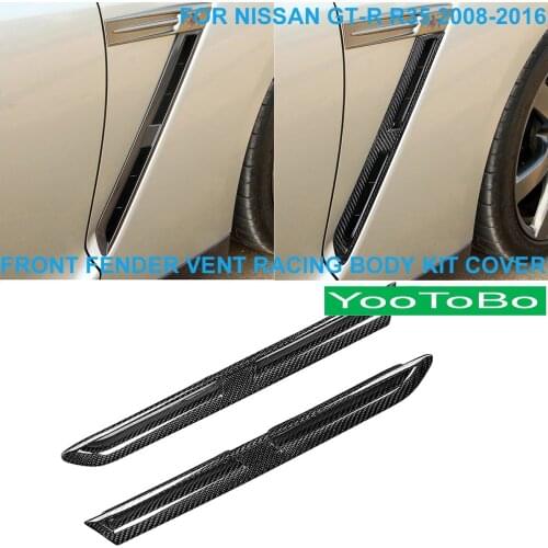 LHD RHD Car Styling Real Carbon Fiber Front Fender Vent Arch Flare Racing Body Kit Cove Trim For Nissan GTR GT-R R35 2008-2016