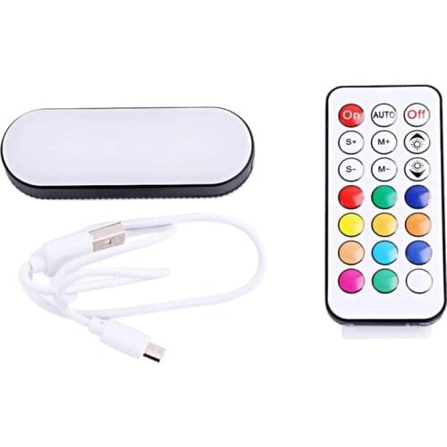 Car Interior Reading Light Rechargeable USB Magnetic Night Light RGB 24 Color Remote Atmosphere LED Ceiling Lamp