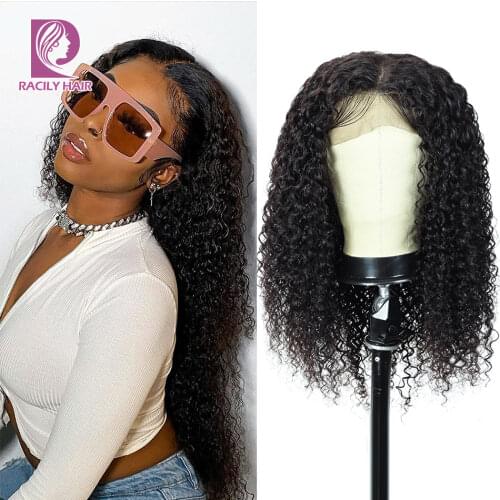Racily Hair Brazilian Kinky Curly Lace Front Wig Burgundy Brown Ombre Human Hair Wig For Women Remy 13x4 Transparent Lace Wigs