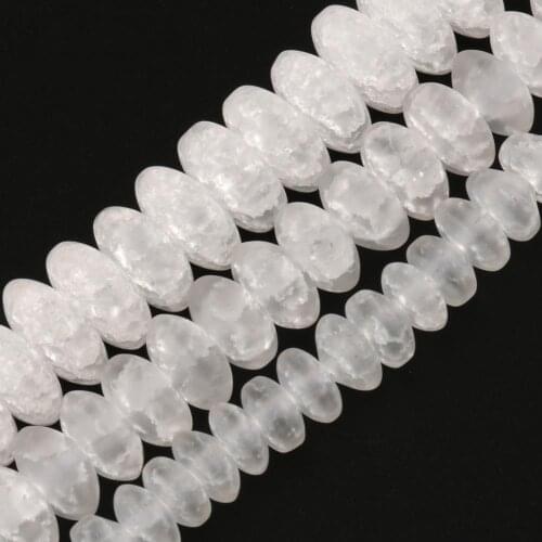 AB Color Matte White Snow Cracked Crystal Bead Loose Quartzs Rondelle Beads for Jewelry Making DIY Bracelets 15inch 6/8/10mm