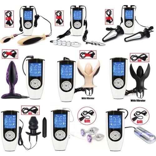 Electro Shock Pulse Anal Vaginal Plug Vibrator E-stim Prostate Massage Buttplug Anus Expander Sex Chastity Toy SM Electrical Kit