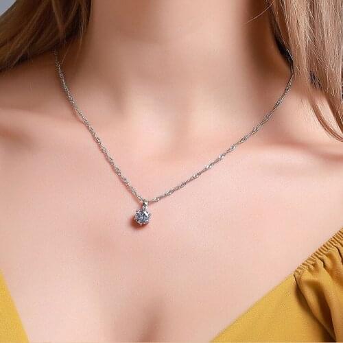 Geometry Simple White Zircon Starry Bling Girlfriend Gift Silver Plated Copper Choker Necklace for Women
